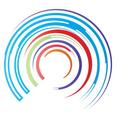 Dairesel spiral, girdap, daire şeklinde döndürme, vektör çizimi. Radikal, konsantre renkli soyut vektör tasarımı
