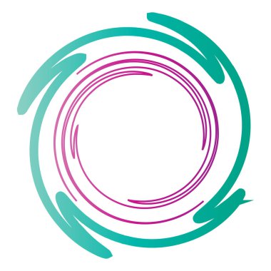 Dairesel spiral, girdap, daire şeklinde döndürme, vektör çizimi. Radikal, konsantre renkli soyut vektör tasarımı
