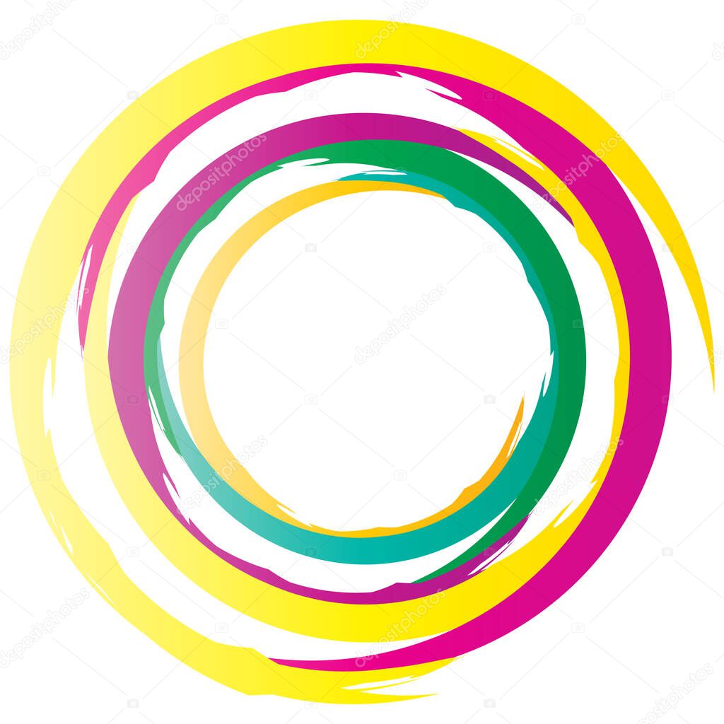 Circular spiral, swirl, twirl circle vector illustration. Radial, concentric colorful abstract vector design