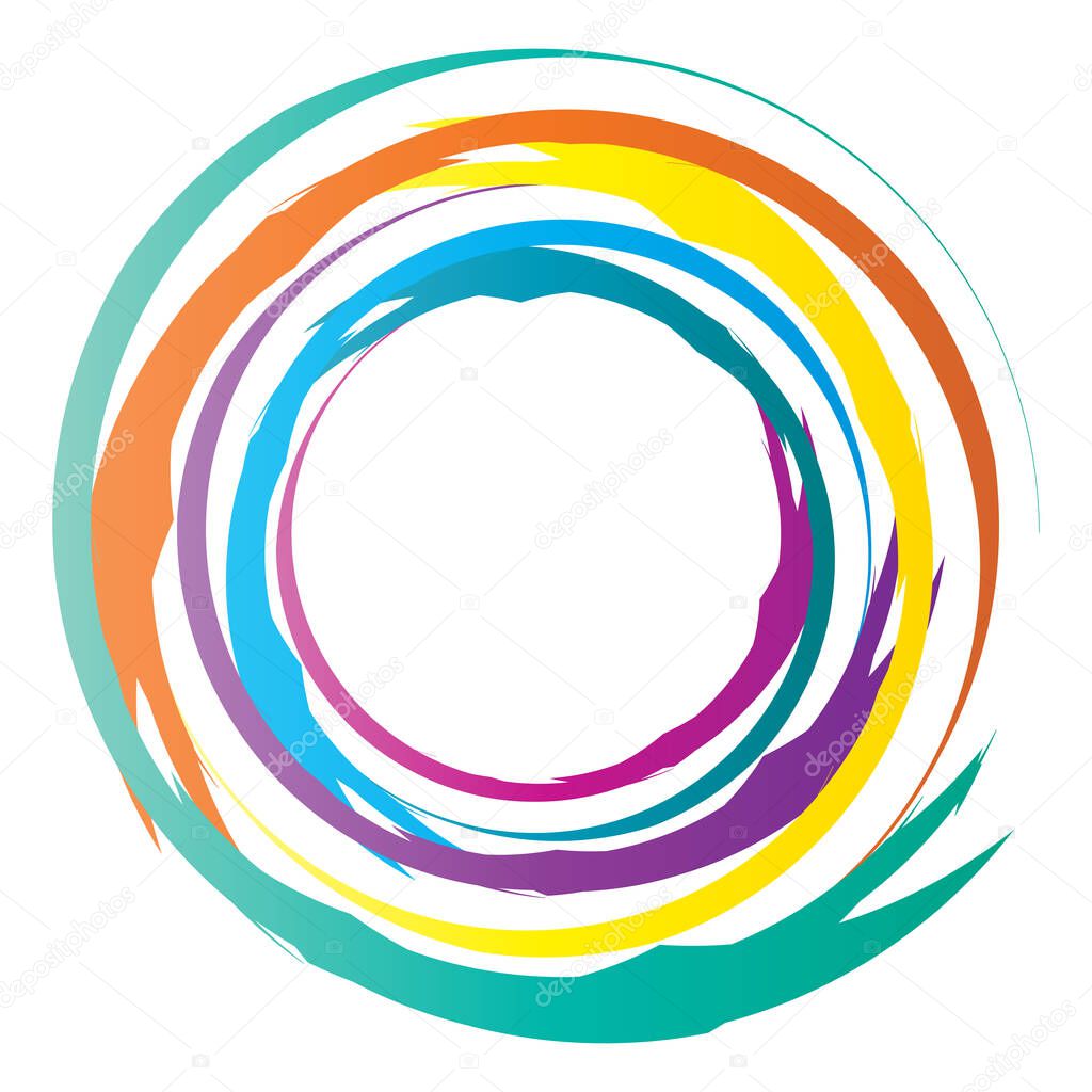 Circular spiral, swirl, twirl circle vector illustration. Radial, concentric colorful abstract vector design