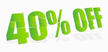 Çatlak, ezilmiş, sıçrayan ve patlayan yüzde, indirimli rakamlar, pazarlama için rakamlar ve harfler, tanıtım vektörü ilüstrasyonu