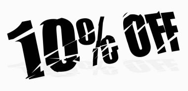 Çatlak, ezilmiş, sıçrayan ve patlayan yüzde, indirimli rakamlar, pazarlama için rakamlar ve harfler, tanıtım vektörü ilüstrasyonu