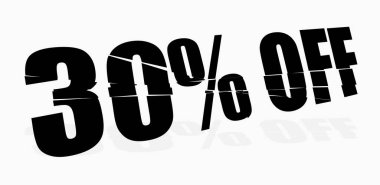 Çatlak, ezilmiş, sıçrayan ve patlayan yüzde, indirimli rakamlar, pazarlama için rakamlar ve harfler, tanıtım vektörü ilüstrasyonu