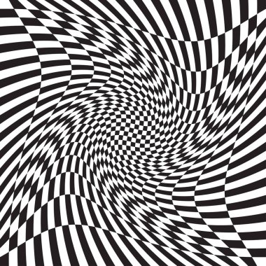 Damalı, kareli, çarpıtmalı satranç tahtası yüzeyi, deformasyon etkisi. Dağınık, deforme olmuş kareler arka plan, desen. Dalgalı, dalgalı versiyonu