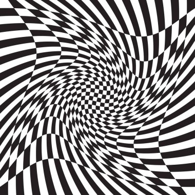 Damalı, kareli, çarpıtmalı satranç tahtası yüzeyi, deformasyon etkisi. Dağınık, deforme olmuş kareler arka plan, desen. Dalgalı, dalgalı versiyonu