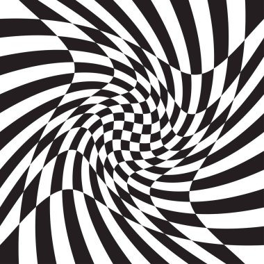 Damalı, kareli, çarpıtmalı satranç tahtası yüzeyi, deformasyon etkisi. Dağınık, deforme olmuş kareler arka plan, desen. Dalgalı, dalgalı versiyonu