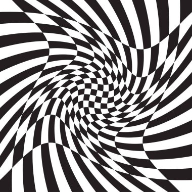 Damalı, kareli, çarpıtmalı satranç tahtası yüzeyi, deformasyon etkisi. Dağınık, deforme olmuş kareler arka plan, desen. Dalgalı, dalgalı versiyonu