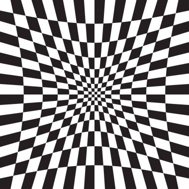 İçi boş, içe dönük, depresyon versiyonu işaretlenmiş, işaretlenmiş, çarpıtma ve deformasyon etkisiyle satranç tahtası yüzeyi. Bozuk, deforme olmuş kareler arkaplan, desen