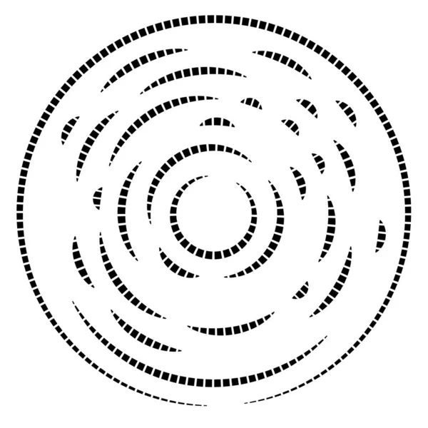 Abstraktes Kreisförmiges Radiales Gestaltungselement Geometrische Gestrichelte Linien Burst Starburst Sunburst — Stockvektor