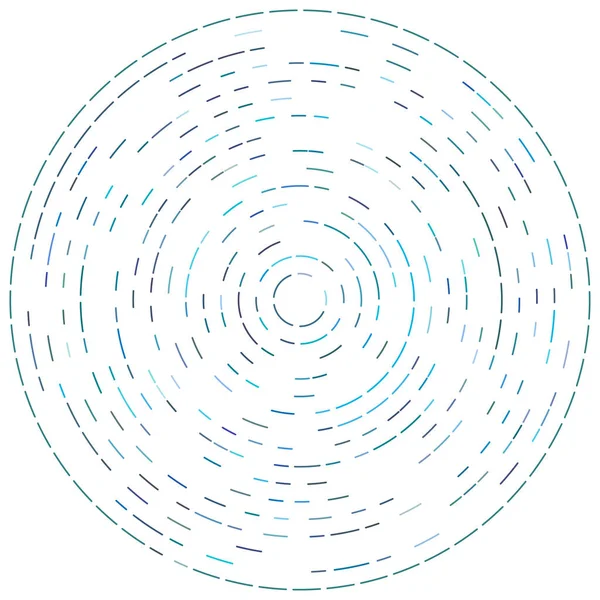 Αφηρημένο Κυκλικό Ακτινικό Στοιχείο Σχεδιασμού Γεωμετρική Ακτινοβολία Διακεκομμένες Γραμμές Διάρρηξη — Διανυσματικό Αρχείο