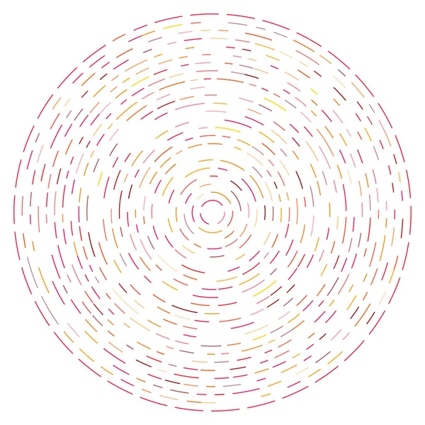 Absztrakt Körkörös Radiális Tervezési Elem Geometrikus Sugárzó Szaggatott Vonalak Robbanás — Stock Vector