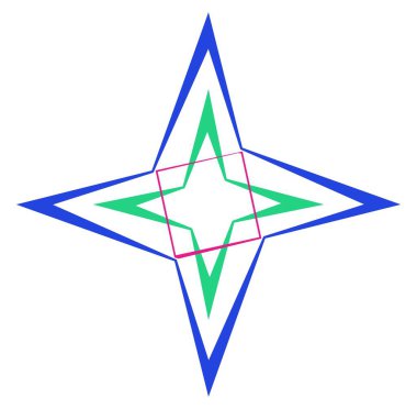 Soyut rastgele geometri şekli. Üretken sanat geometrik zig-zag, çapraz açılı, keskin çizim. Garip, renkli tasarım elementi.