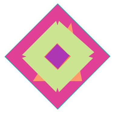 Soyut rastgele geometri şekli. Üretken sanat geometrik zig-zag, çapraz açılı, keskin çizim. Garip, renkli tasarım elementi.