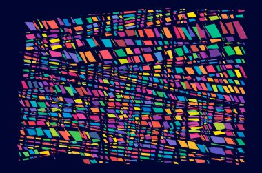 Soyut vektör sanatı - Rastgele geometri vektör illüstrasyonunu şekillendirir. Üretken sanat. Açılı ve keskin, açılı geometrik çizim. Rastgele soyut kompozisyon. Düzensiz elementlerin karmaşası, düzensizliği