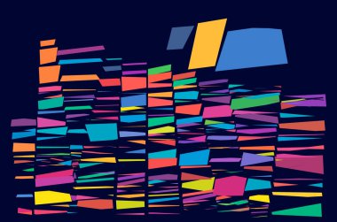 Soyut vektör sanatı - Rastgele geometri vektör illüstrasyonunu şekillendirir. Üretken sanat. Açılı ve keskin, açılı geometrik çizim. Rastgele soyut kompozisyon. Düzensiz elementlerin karmaşası, düzensizliği