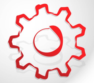 Soyut el yapımı teçhizat, çark simgesi, sembol. El yapımı çarklı siluet. Mekanik, makine ya da mekanizma, teknik ve üretim için ikon, takım çalışması kavramları. vektör illüstrasyonu.