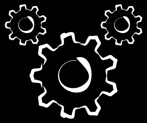 Abstract Handdrawn Gear Cogwheel Icon Symbol Hand Drawn Gearwheel Silhouette — Stock Vector
