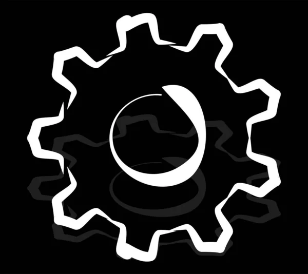 Abstract Handdrawn Gear Cogwheel Icon Symbol Hand Drawn Gearwheel Silhouette — Stock Vector