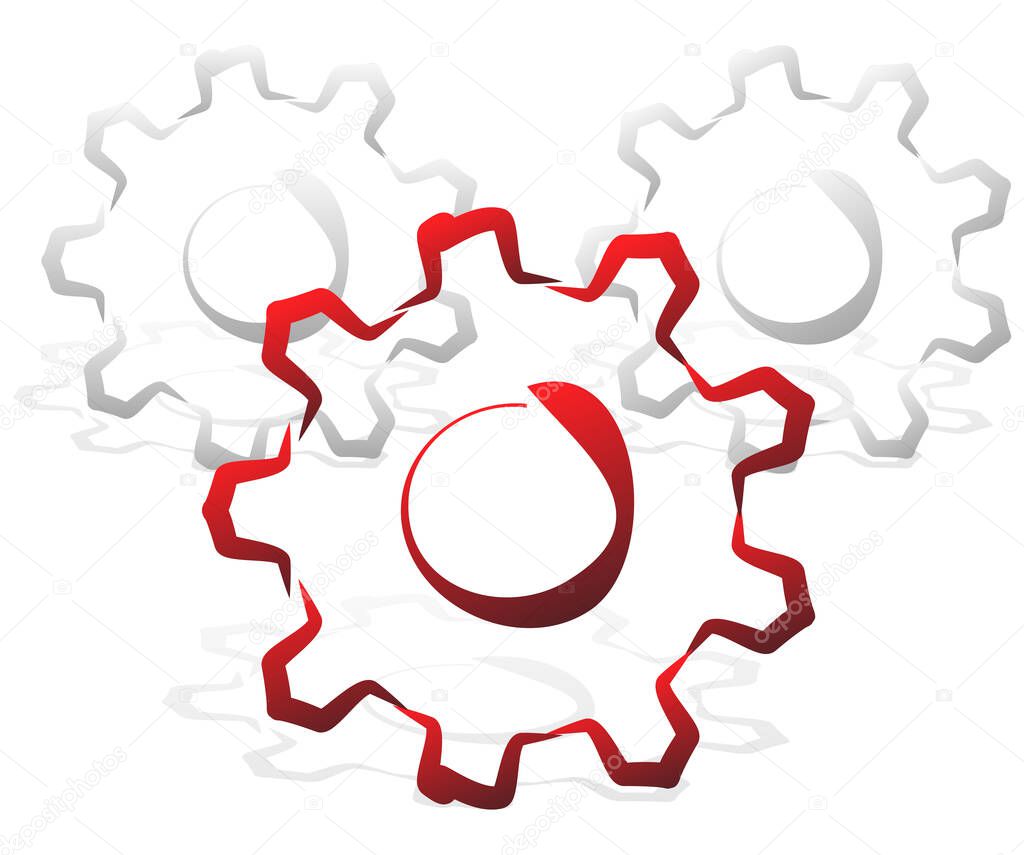 Abstract handdrawn gear, cogwheel icon, symbol. Hand-drawn gearwheel silhouette. Icon for mechanics, machine-machinery or mechanism, technical and production, team-work concepts. vector illustration.