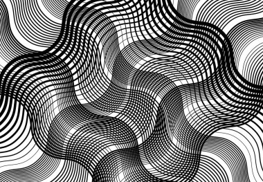 Dalgalı, dalgalı, dalgalı çizgiler, kıvrımlı, yılan derisi örgüsü, ızgara, soyut arkaplan deseni ve dokusu