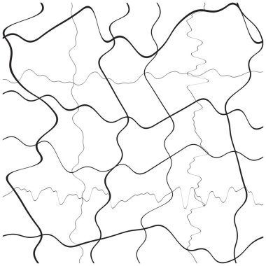 Soyut çarpıtılmış, eğri büğrü, çapraz dalgalı çizgiler, Vektör illüstrasyonlu ızgara ve ızgara