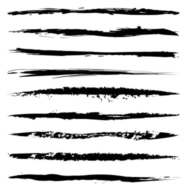 Abstract brushstroke, grungy, grunge lines. Rough, harsh textured stripe clipart