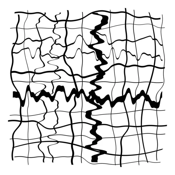 Grid Mesh Met Abstracte Vervormde Kronkelende Kriskras Golvende Lijnen Vectorillustratie — Stockvector