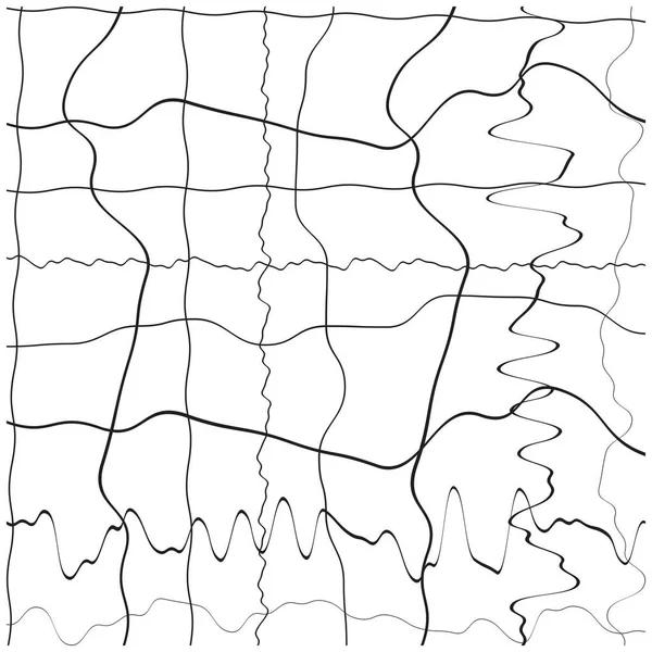 Grade Malha Com Abstrato Distorcido Squiggle Linhas Ondulação Cruzada Ilustração —  Vetores de Stock