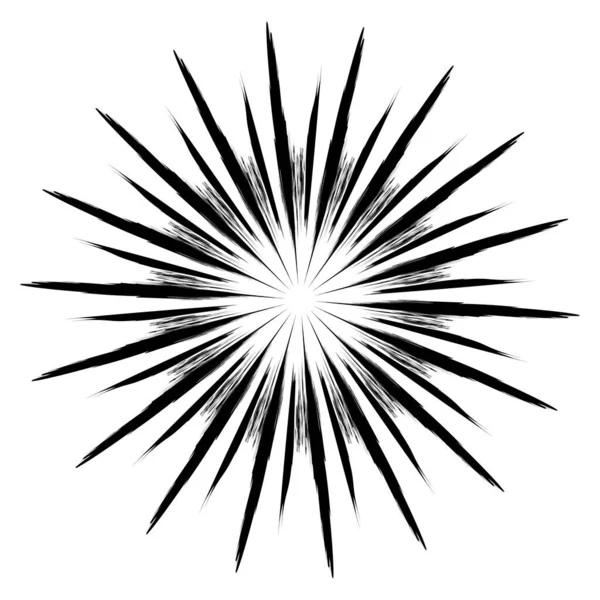 Elemento Radial Con Líneas Grungy Grunge Radiantes Burst Starburst Sunburst — Vector de stock