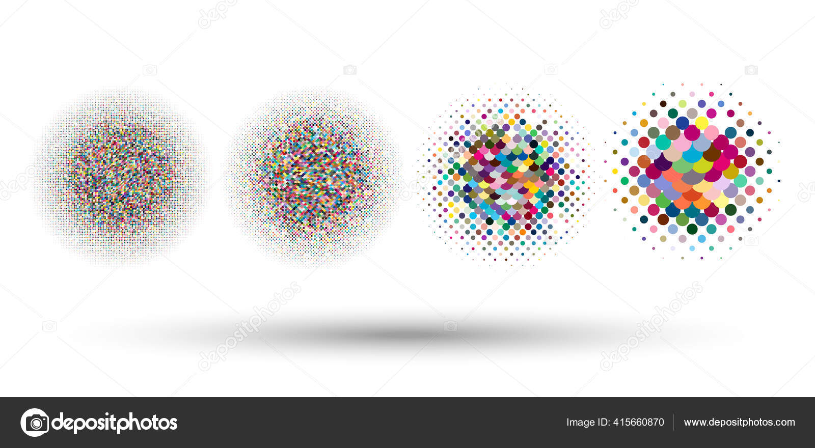 Three Circles Stippling With Eraser Stock Photo - Download Image