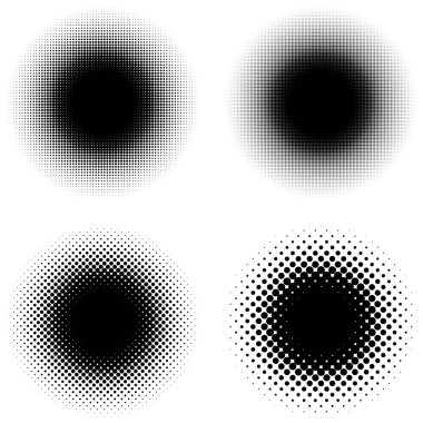 Yarım ton (yarım ton) element. Noktalar, daireler, benekler ve çiller vektör illüstrasyonu. Noktalama dizaynı
