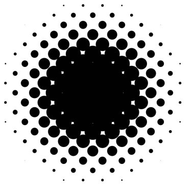 Yarım ton (yarım ton) element. Noktalar, daireler, benekler ve çiller vektör illüstrasyonu. Noktalama dizaynı