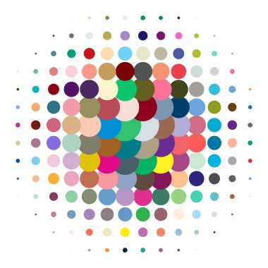 Yarım ton (yarım ton) element. Noktalar, daireler, benekler ve çiller vektör illüstrasyonu. Noktalama dizaynı