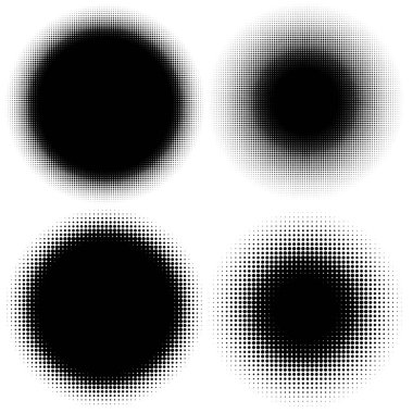 Yarı ton vektör deseni, doku. Çemberler, noktalar, ekran çizimleri. Çil, noktalama, benek çizimi. Noktacı vektör sanatı