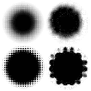 Yarı ton vektör deseni, doku. Çemberler, noktalar, ekran çizimleri. Çil, noktalama, benek çizimi. Noktacı vektör sanatı