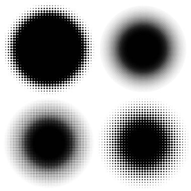 Yarı ton vektör deseni, doku. Çemberler, noktalar, ekran çizimleri. Çil, noktalama, benek çizimi. Noktacı vektör sanatı