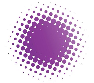 Renk yarım ton (yarım ton) ögesi. Noktalar, daireler, benekler ve çiller vektör illüstrasyonu. Noktalama dizaynı. Renkli tasarım ögesi