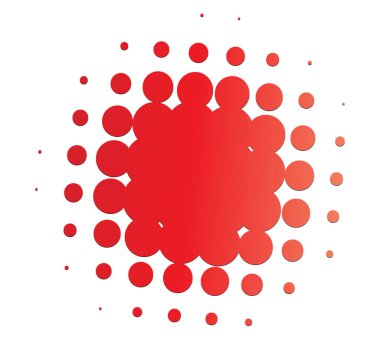 Renk yarım ton (yarım ton) ögesi. Noktalar, daireler, benekler ve çiller vektör illüstrasyonu. Noktalama dizaynı. Renkli tasarım ögesi