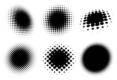 Yarı ton vektör deseni, doku. Çemberler, noktalar, ekran çizimleri. Çil, noktalama, benek çizimi. Noktacı vektör sanatı