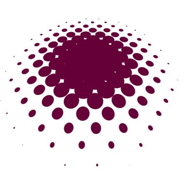 Renkli yarım ton vektör deseni, dokusu üç boyutlu perspektifte. Çemberler, noktalar, ekran çizimleri. Çil, noktalama, benek çizimi. Noktacı vektör sanatı