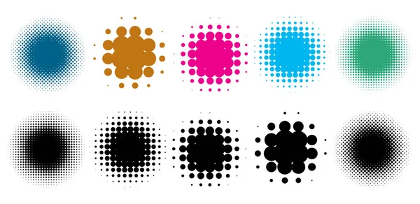 Motif Vectoriel Demi Teinte Coloré Ensemble Éléments Conception Texture Cercles — Image vectorielle