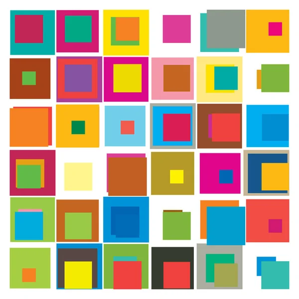 Verspielt Farbige Überlappende Zufällige Quadrate Abstrakte Geometrische Vektorillustration Bunte Blöcke — Stockvektor