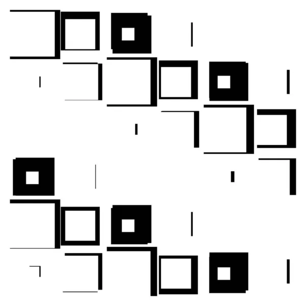 ランダムで混沌とした正方形の幾何学模様 ベクトルイラスト ランダムな黒と白の重なり合うブロック アブストラクトアート — ストックベクタ