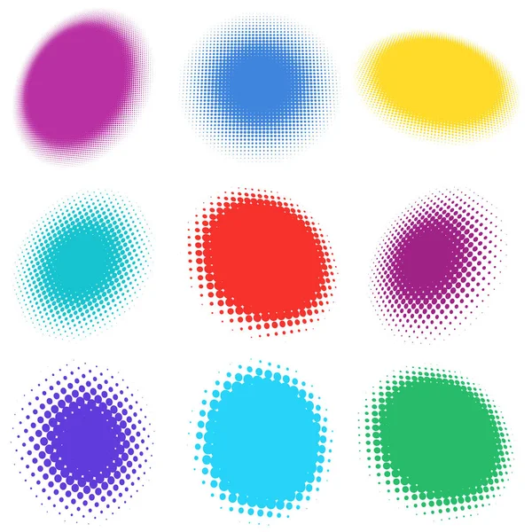 Patrón Vector Medio Tono Colorido Textura Perspectiva Círculos Puntos Ilustración — Vector de stock