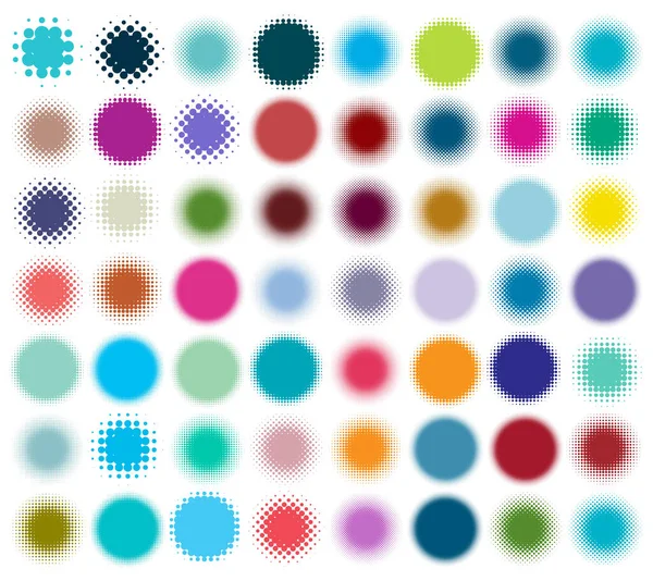 Colorful Halftone Vector Pattern Texture Design Element Set Collection Circles — Stock Vector