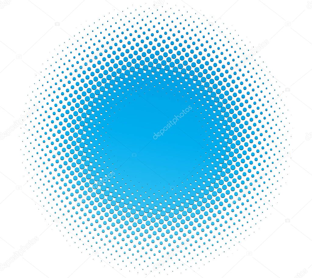 Colour halftone (half-tone) element. Dots, circles, speckles and freckles vector illustration. Stipple-stippling design. Colorful design element