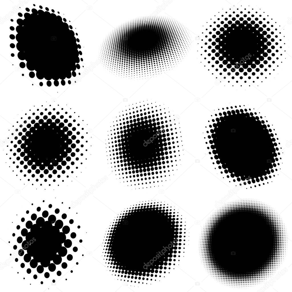 Halftone vector pattern, texture. Circles, dots, screentone illustration. Freckle, stipple-stippling, speckles illustration. Pointillist vector art