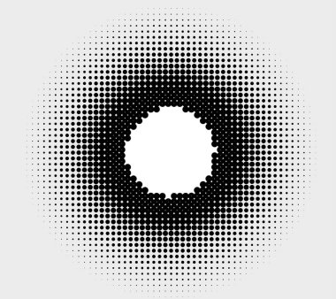Yarım ton (yarım ton) element. Noktalar, daireler, benekler ve çiller vektör illüstrasyonu. Noktalama dizaynı
