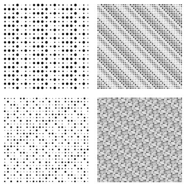 Yarı ton noktalar, noktalı desen. Noktacılık, noktalama vektörü çizimi. Ders lastiğini belirler