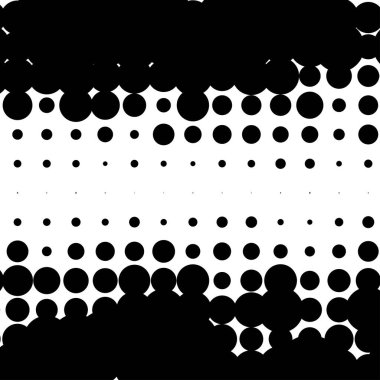 Yarım ton rastgele daireler, rastgele noktalar çizimi. Noktalar, noktalar, lekeler, noktalama arkaplanı ve desen. Noktacılık, noktacılık tasarımı. Düzensiz soyut rastgele asimetrik, asimetrik yatay vektör